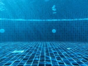 Underwater view of pool tiles